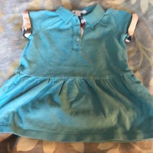 Burberry dress in teal in 18 months with logo trim